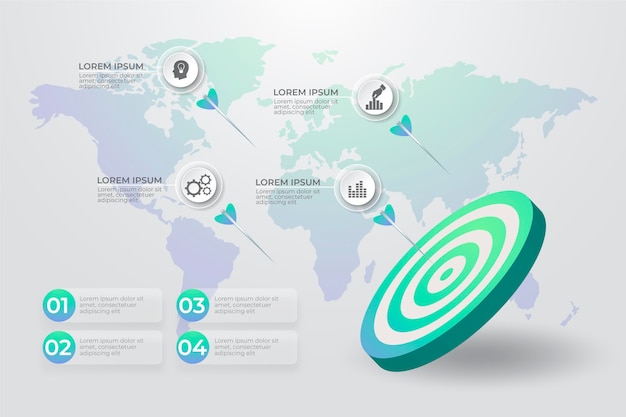 Vector gratuito concepto de infografía de objetivos