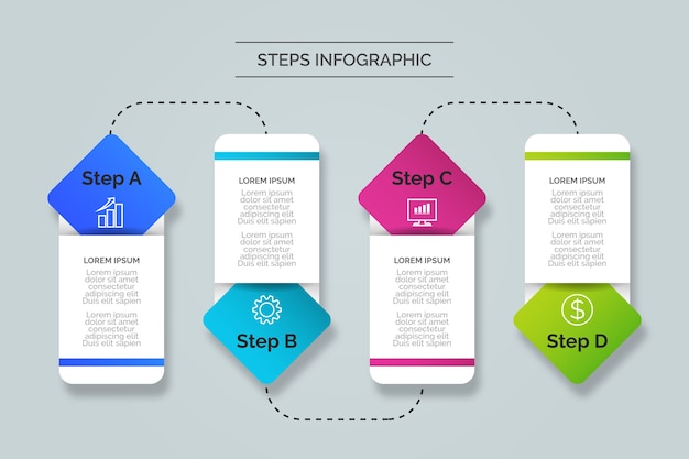 Concepto de infografía de pasos