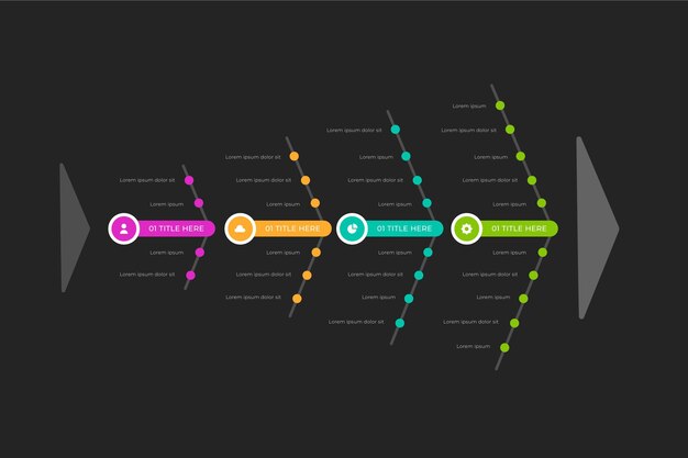 Concepto de infografía plana espina de pescado