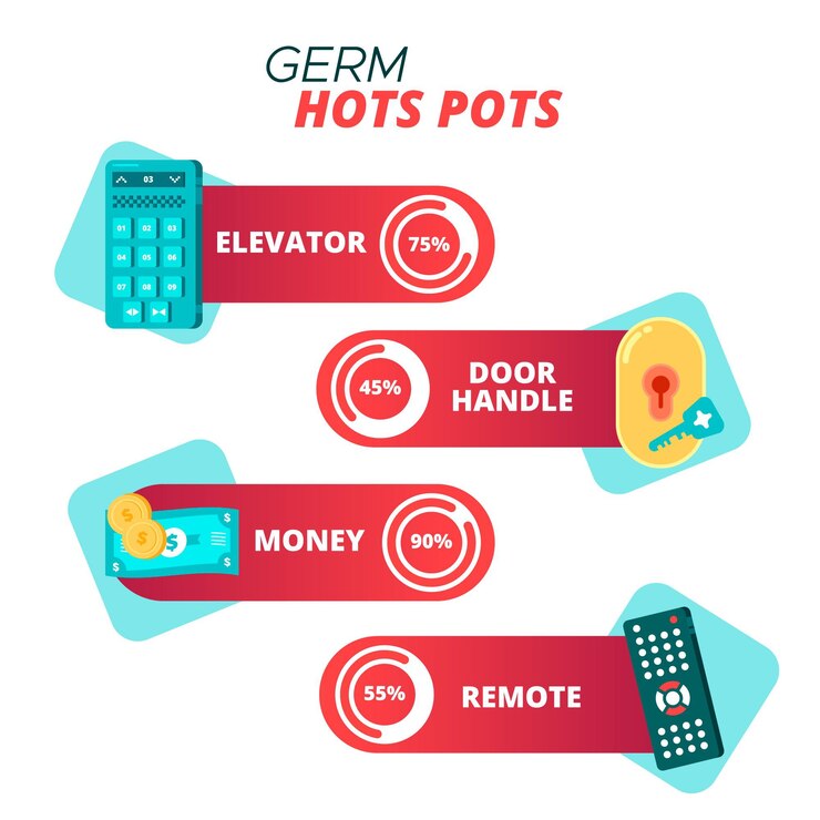 Vector gratuito concepto de infografía de puntos calientes de gérmenes