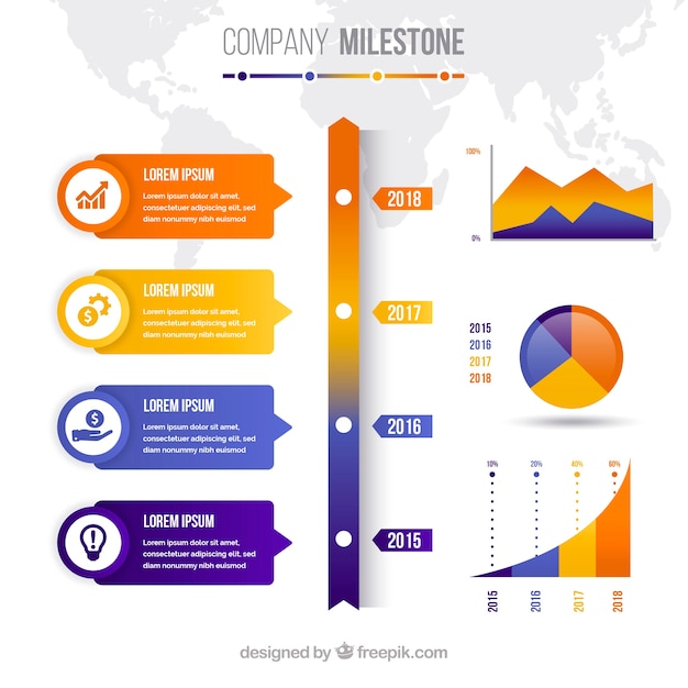 Concepto infográfico de hitos de empresa