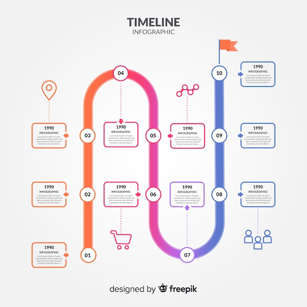 Vector gratuito concepto infográfico de línea de tiempo