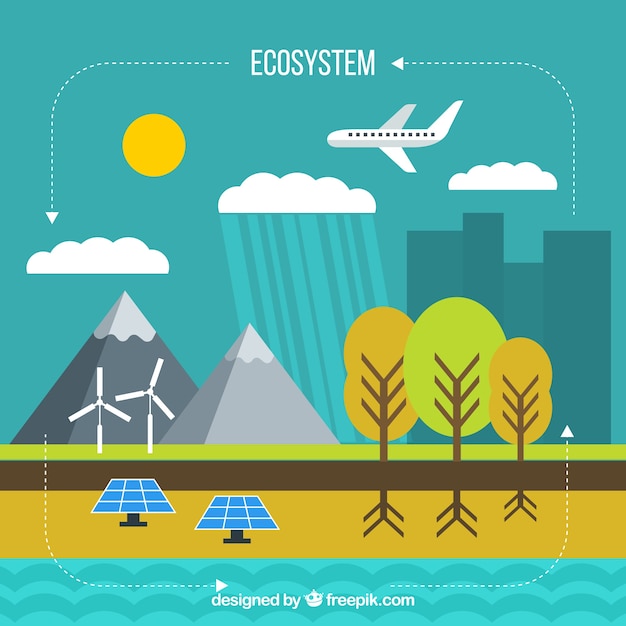 Vector gratuito concepto de infográfico del sistema ecológico en estilo flat