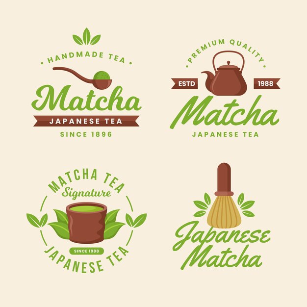 Concepto de insignias de té Matcha