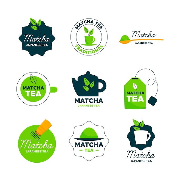 Vector gratuito concepto de insignias de té matcha