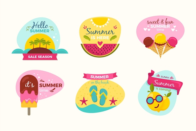 Concepto de insignias de verano dibujado