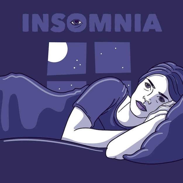 Vector gratuito concepto de insomnio con mujer