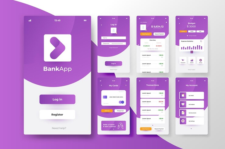 Vector gratuito concepto de interfaz de aplicación bancaria