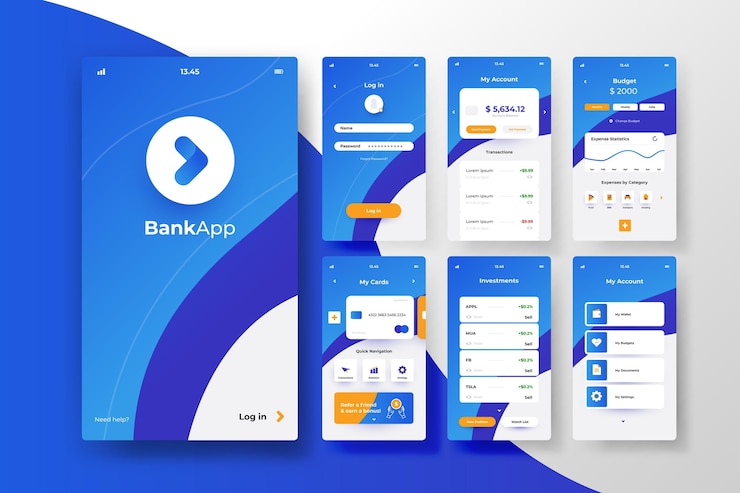 Vector gratuito concepto de interfaz de la aplicación bancaria