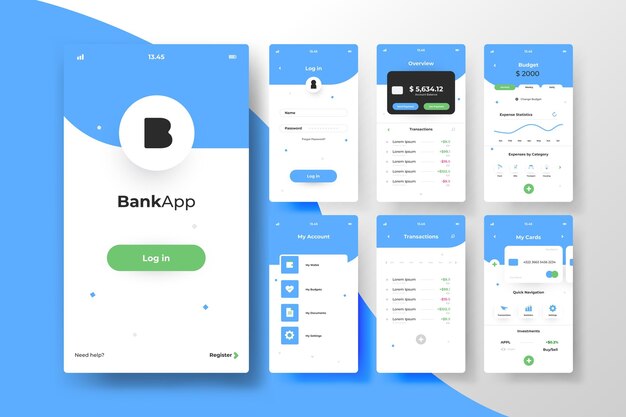 Concepto de interfaz de la aplicación bancaria