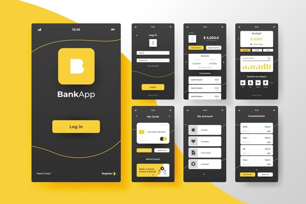 Concepto de interfaz de la aplicación bancaria