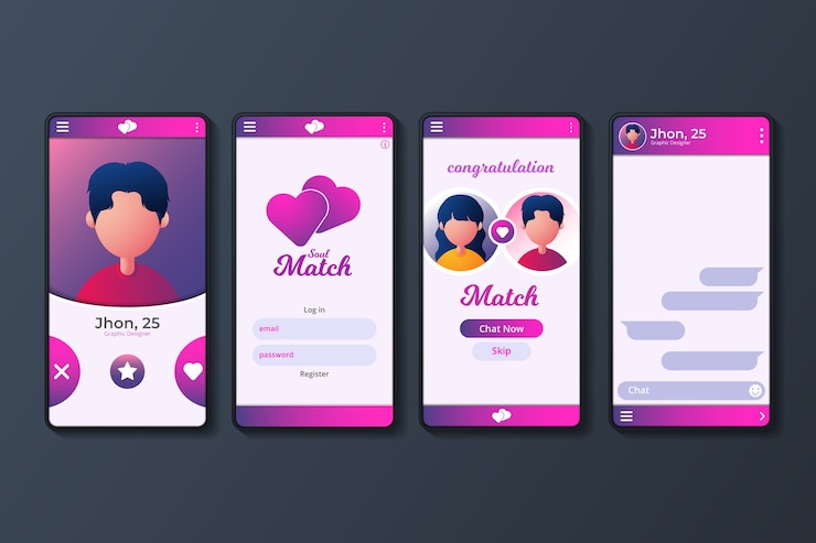 Vector gratuito concepto de interfaz de la aplicación de citas