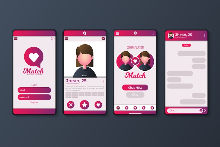 Vector gratuito concepto de interfaz de la aplicación de citas