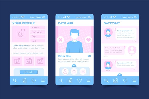 Concepto de interfaz de la aplicación de citas