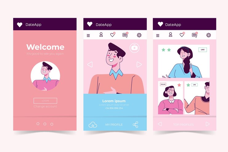 Vector gratuito concepto de interfaz de la aplicación de citas