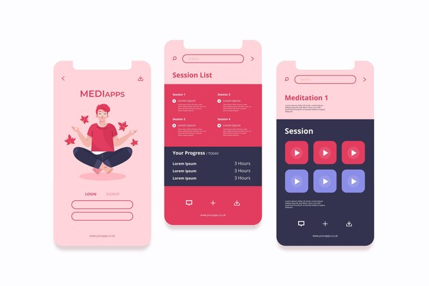 Concepto de interfaz de la aplicación de meditación