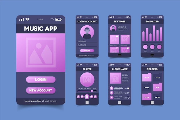 Concepto de interfaz de la aplicación del reproductor de música