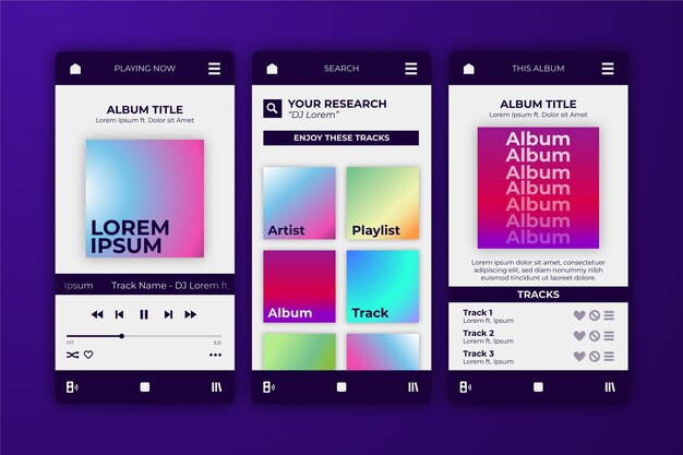 Concepto de interfaz de la aplicación del reproductor de música