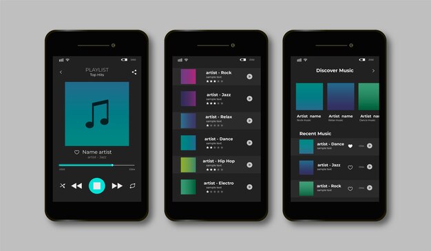 Concepto de interfaz de la aplicación del reproductor de música