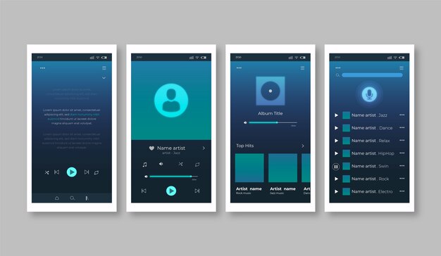 Concepto de interfaz de la aplicación del reproductor de música