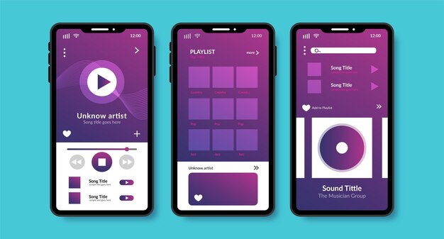 Concepto de interfaz de la aplicación del reproductor de música