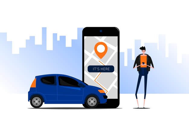Concepto de interfaz de la aplicación de taxi