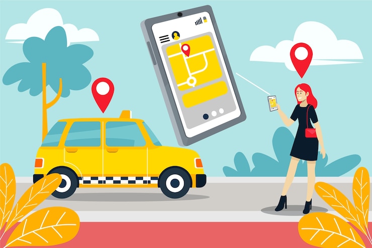 Vector gratuito concepto de interfaz de la aplicación de taxi