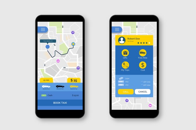 Concepto de interfaz de aplicación de taxi