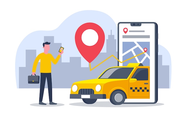 Concepto de interfaz de la aplicación de taxi