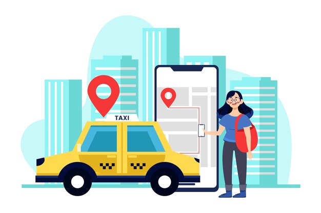 Concepto de interfaz de la aplicación de taxi
