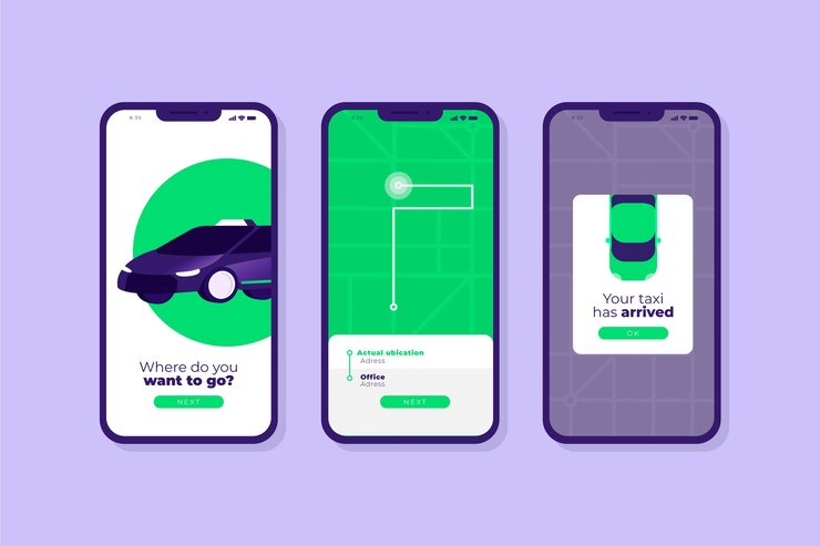 Vector gratuito concepto de interfaz de la aplicación de taxi