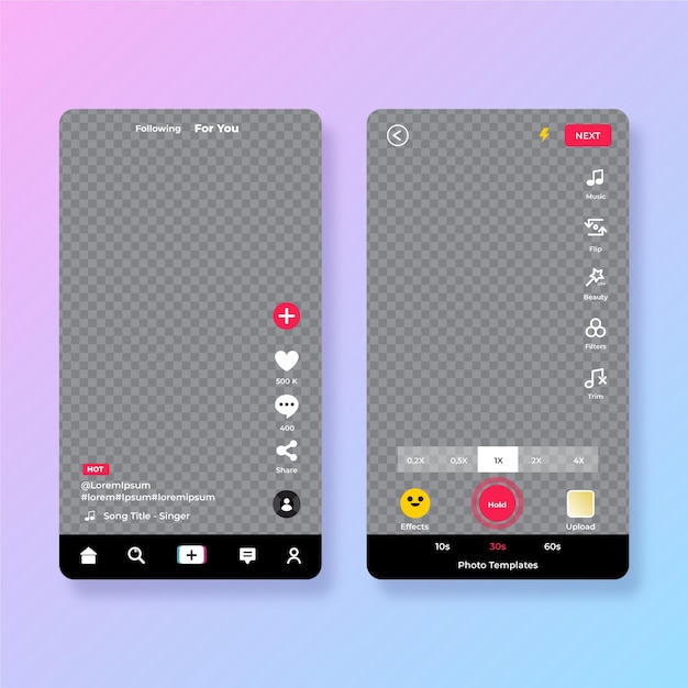 Concepto de interfaz Tiktok