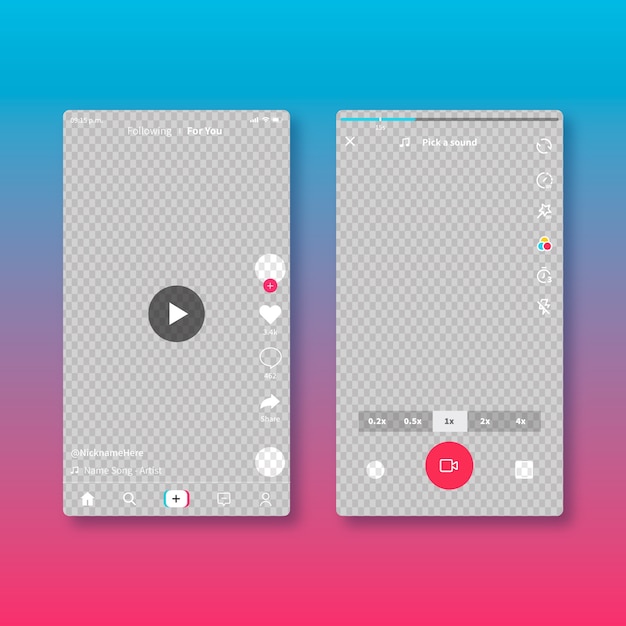 Concepto de interfaz Tiktok