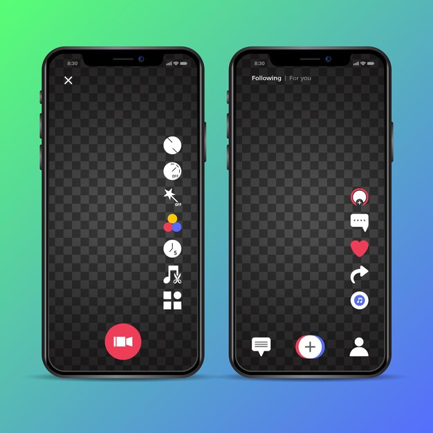 Concepto de interfaz Tiktok