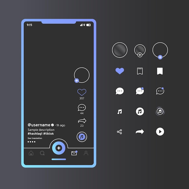 Concepto de interfaz Tiktok