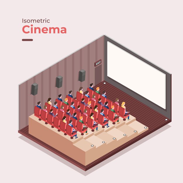 Concepto interior de cine isométrico