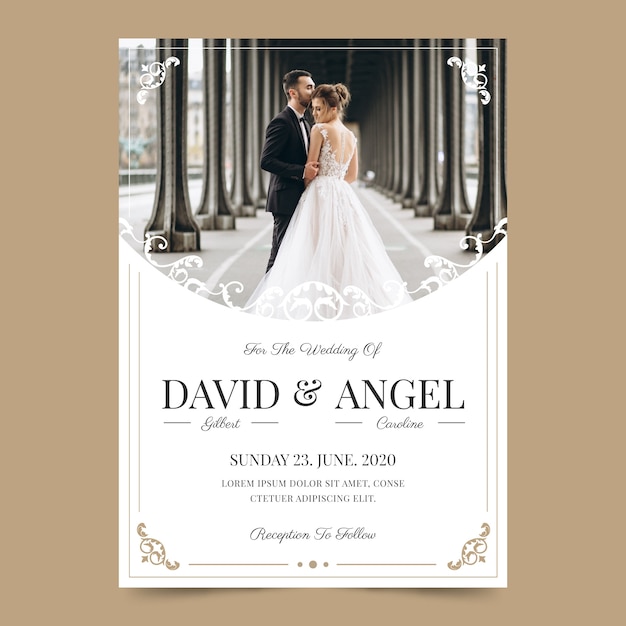 Concepto de invitación de boda con foto