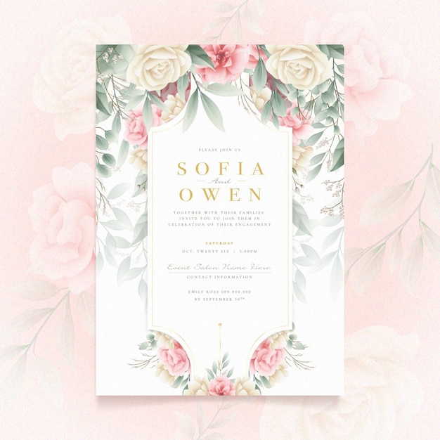 Concepto de invitación de compromiso floral