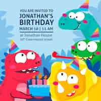 Vector gratuito concepto de invitación de cumpleaños divertido