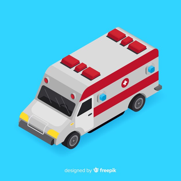 Concepto isométrico de ambulancia