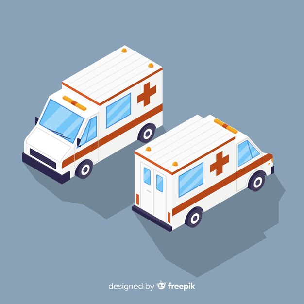 Concepto isométrico de ambulancia