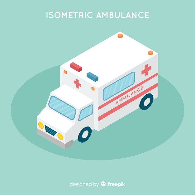 Concepto isométrico de ambulancia