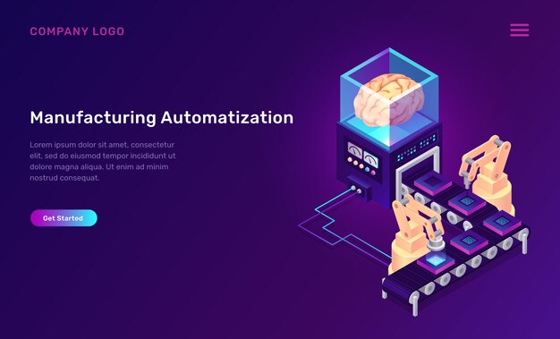 Concepto isométrico de automatización de fabricación
