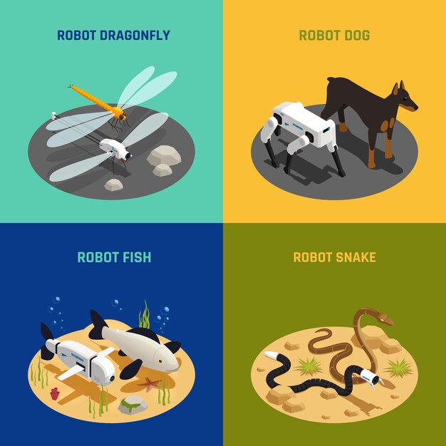 Concepto isométrico de bio robots