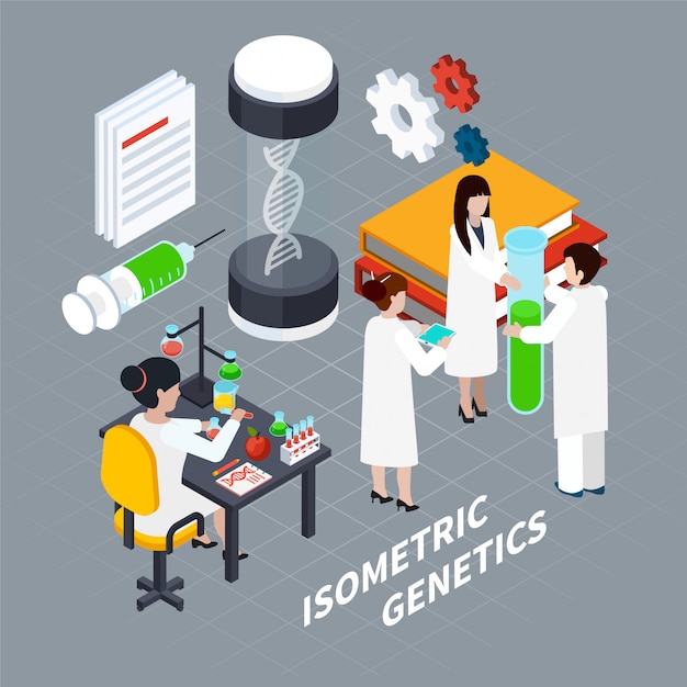 Concepto isométrico de ciencia y genética