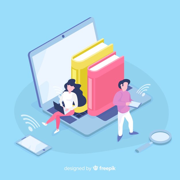 Concepto isométrico de educación online