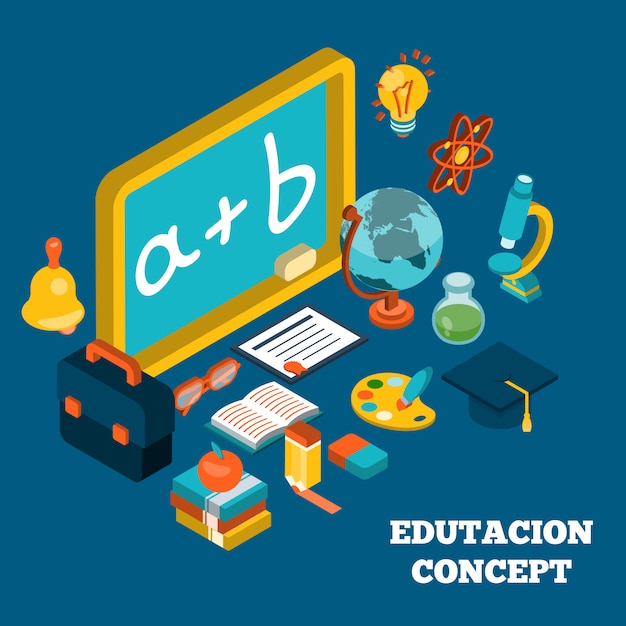 Concepto isométrico de educación