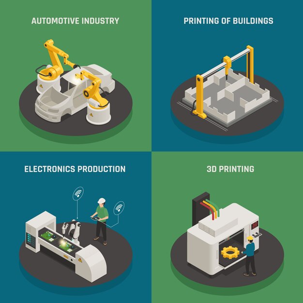 Concepto isométrico de fabricación inteligente