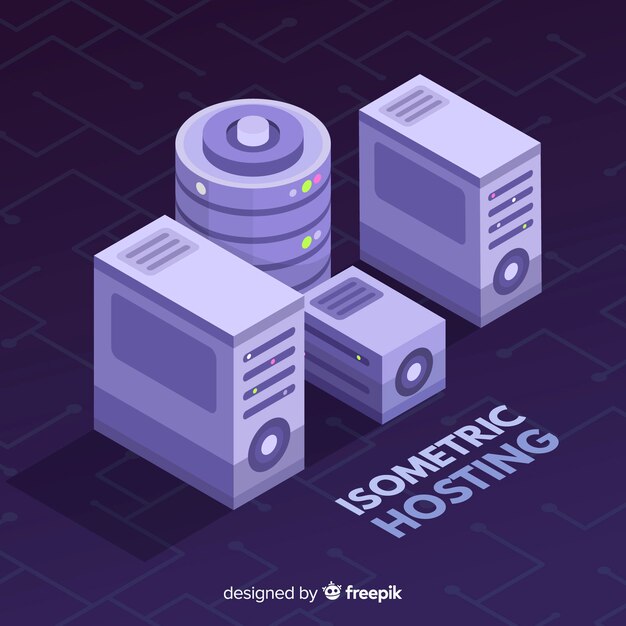 Concepto isométrico de hosting