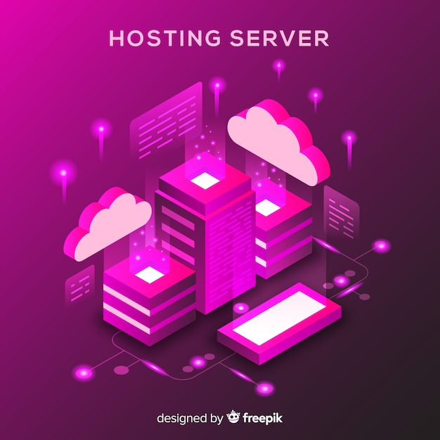 Concepto isométrico de hosting